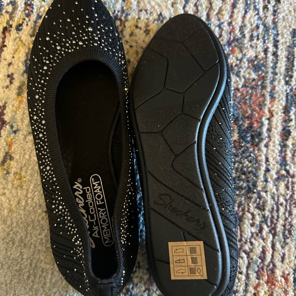 Skechers Black Ballet Flats with Rhinestone Detailing - Picture 2 of 4